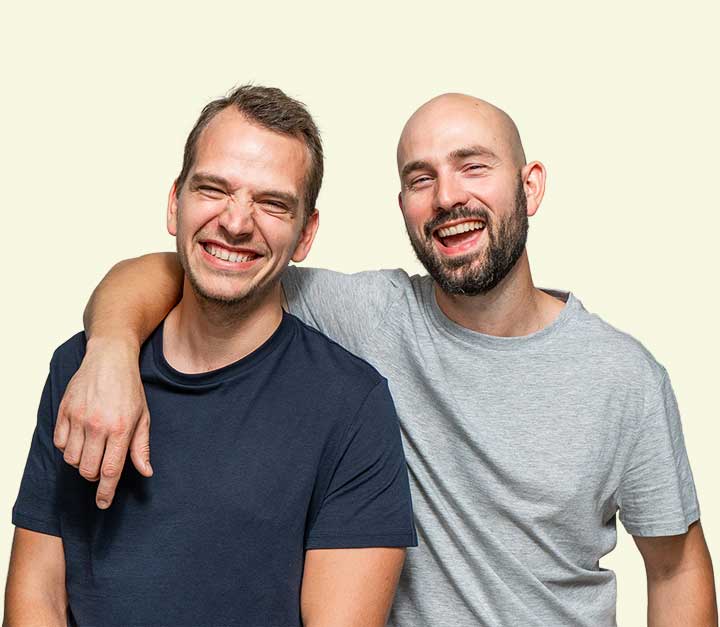 Two brothers smiling